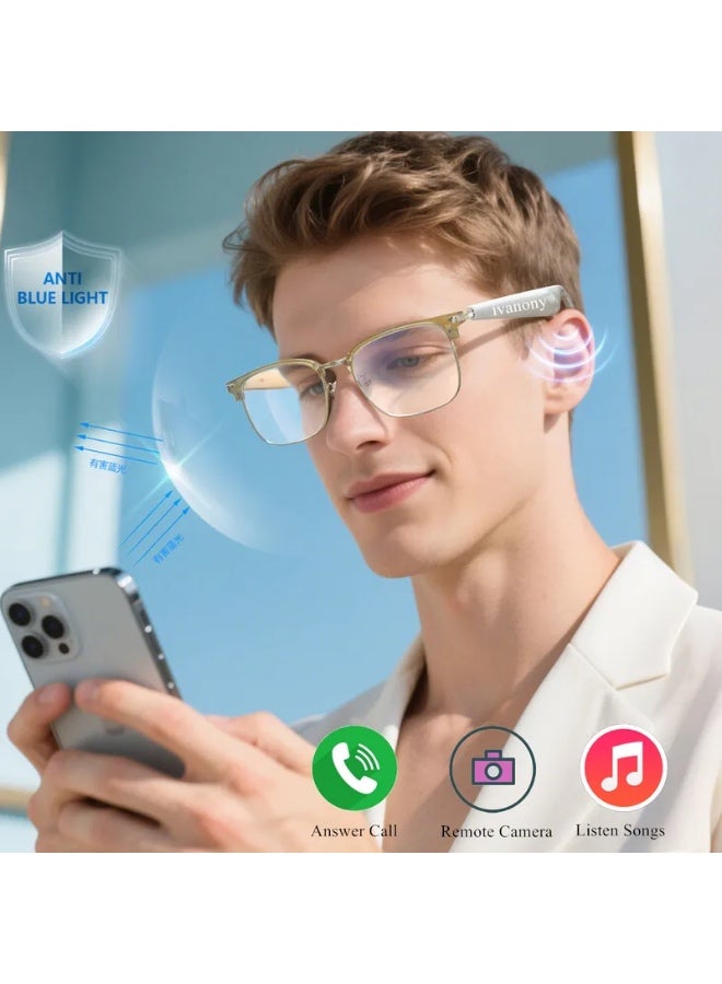 النظارات الذكية ترجمة اللغة الإجابة مكالمة المساعد الصوتي استمع الأغاني مكافحة الضوء الأزرق 100 + ترجمة اللغة النظارات الذكية - Image 1