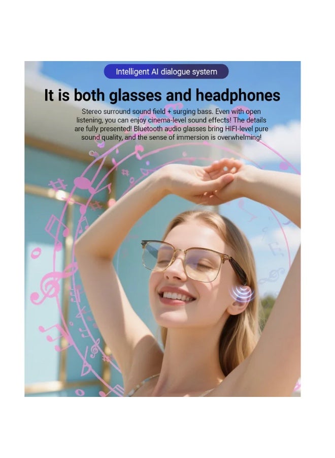 النظارات الذكية ترجمة اللغة الإجابة مكالمة المساعد الصوتي استمع الأغاني مكافحة الضوء الأزرق 100 + ترجمة اللغة النظارات الذكية - Image 4