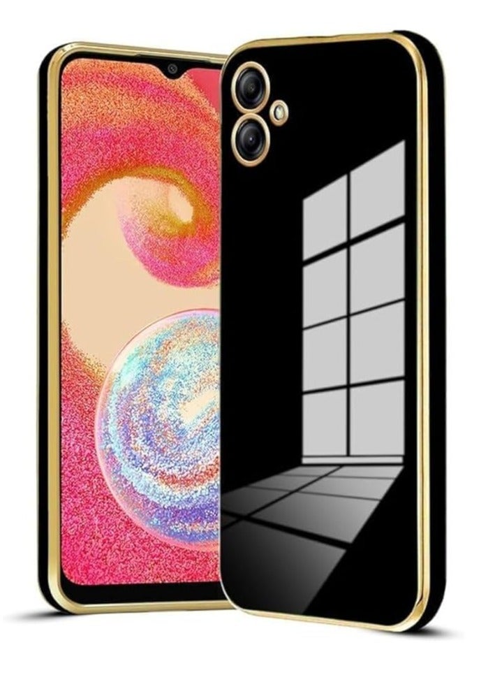 Compatible with Samsung Galaxy A04e 4G Case Silicone, Plating Phone Case Shockproof Thin and Soft Cover - Black