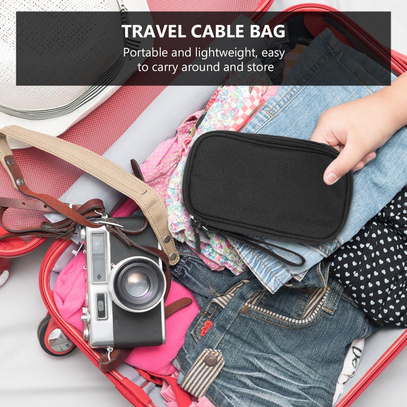 Large Black Electronics Storage Pouch Multi Layer Cable Organizer Bag For Travel - Image 5