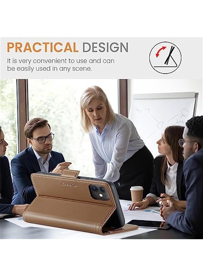 Premium PU Leather Wallet Case for iPhone 11 - Brown - Image 4