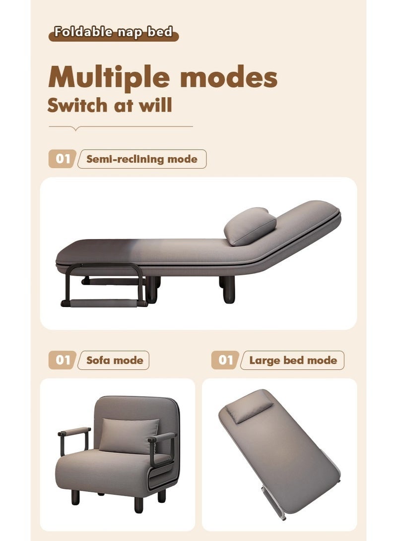 Linen Art Folding Sofa Bed Dual-Use Living Room Multi-Function Lunch Break Lazy Sofa - Image 3