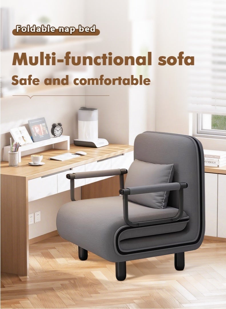 Linen Art Folding Sofa Bed Dual-Use Living Room Multi-Function Lunch Break Lazy Sofa - Image 5