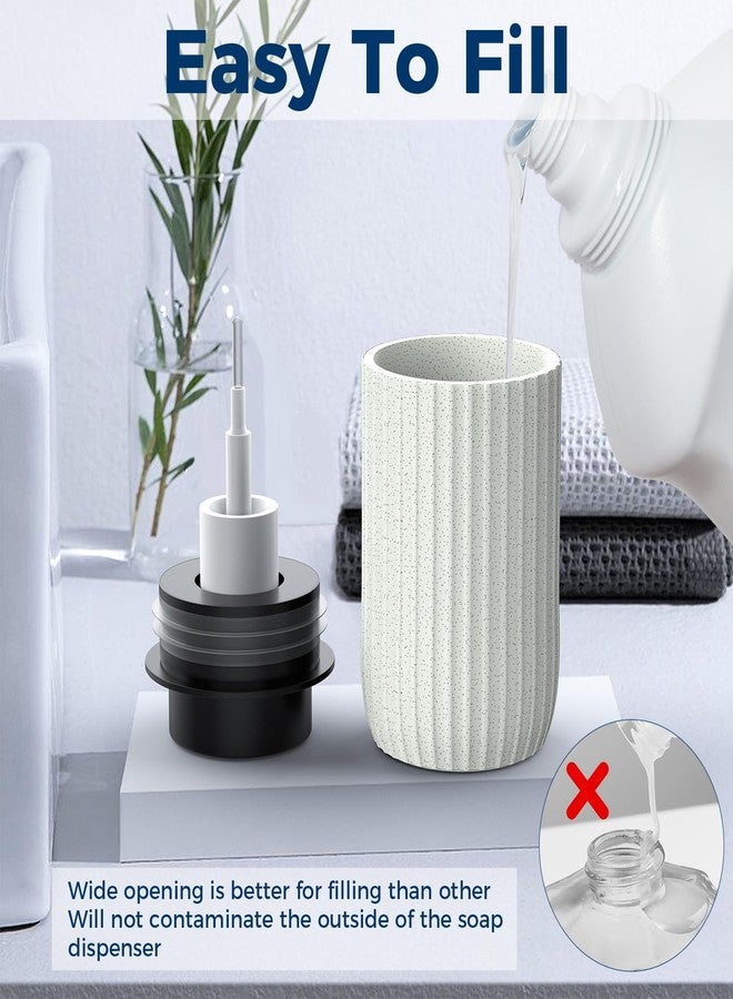 POSOSTO Ceramic Foaming Hand Soap Dispenser，12 oz Bathroom Soap Dispenser， Lotion Dispenser for Kitchen, Refillable Matte Streaks Soap Dispenser with Large Pump (Beige-2Pack) - Image 3