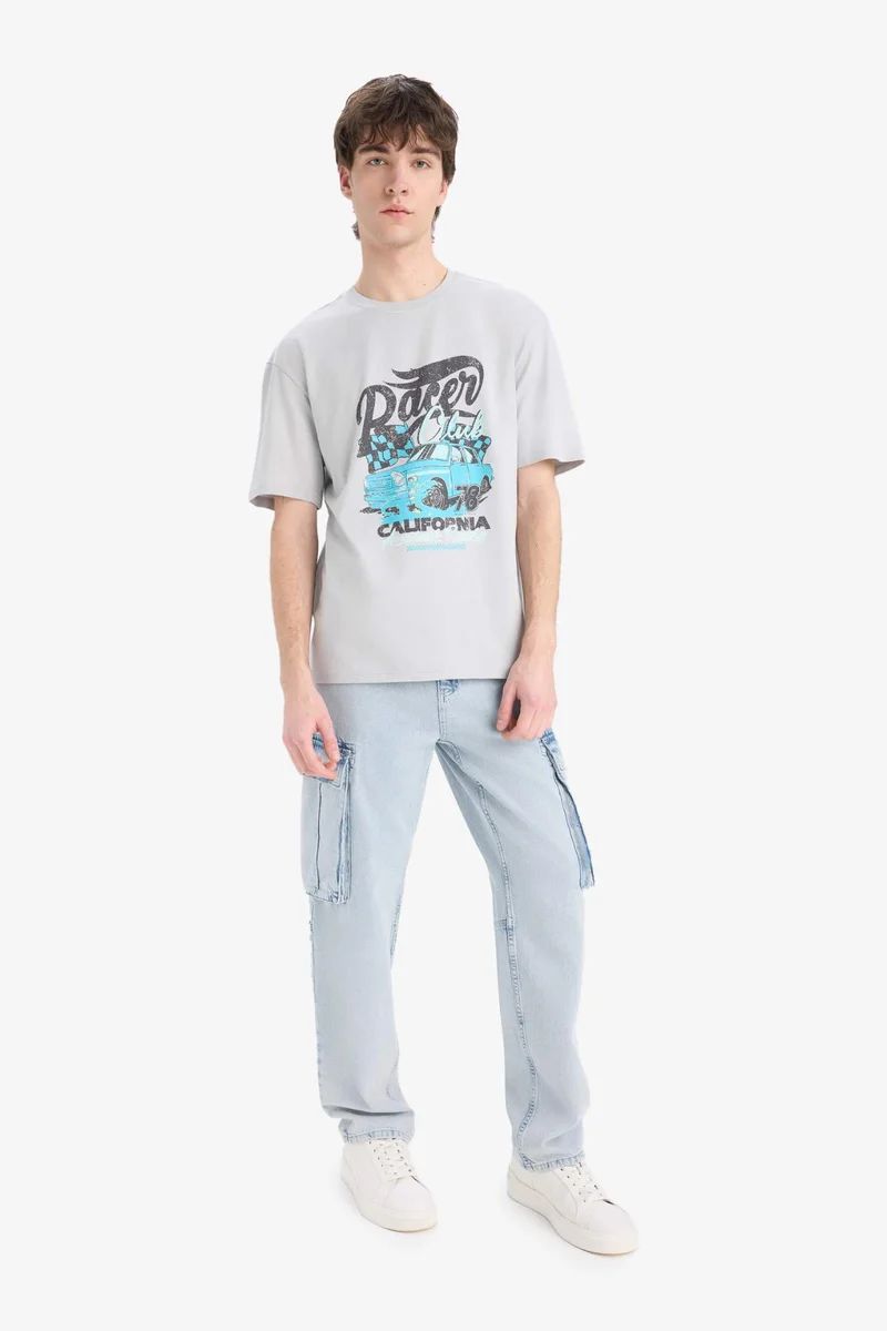 DeFacto Boxy Fit Crew Neck Printed Short Sleeve T-Shirt