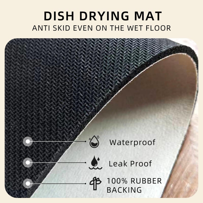ARTBLOSS Dish Drying Mat, Diatomaceous Earth Soft Coffee Mat, Absorbent Silicone Dish Drying Mat for Kitchen Counter or Sink for Kitchen Bathroom Coffee Bar (Inked Flower, 12 x 16 Inches) - Image 2