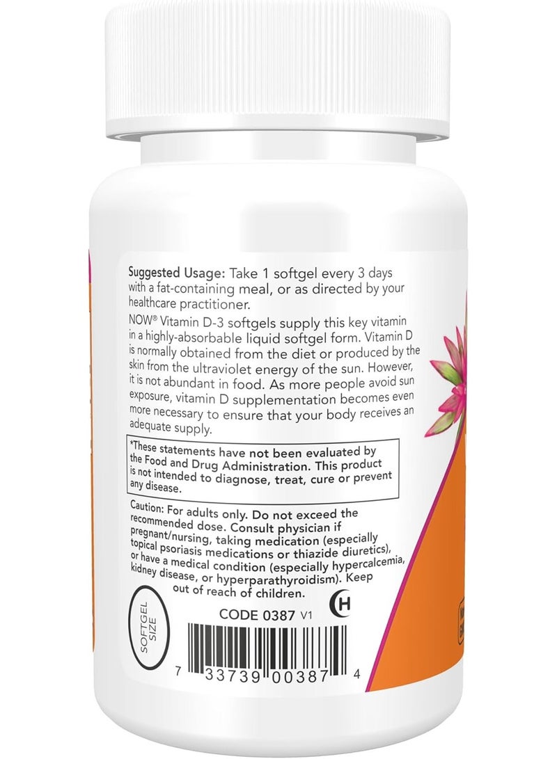 now Supplements, Vitamin D-3 10,000 IU, Highest Potency, Structural Support, 30 Softgels - Image 3