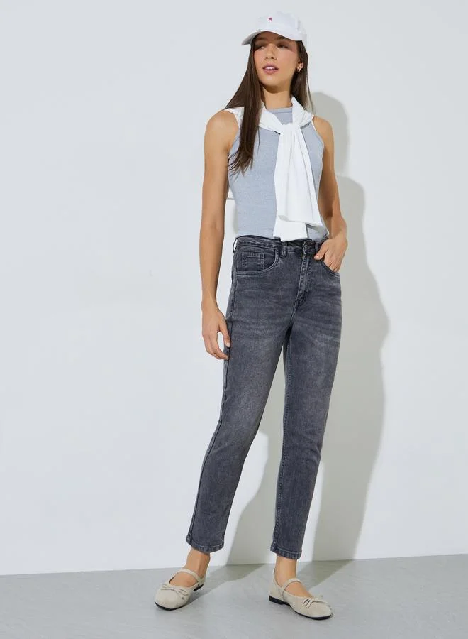 ستايلي Mid Rise Washed Ankle Length Slim Fit Jeans