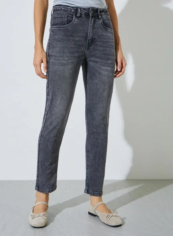 ستايلي Mid Rise Washed Ankle Length Slim Fit Jeans