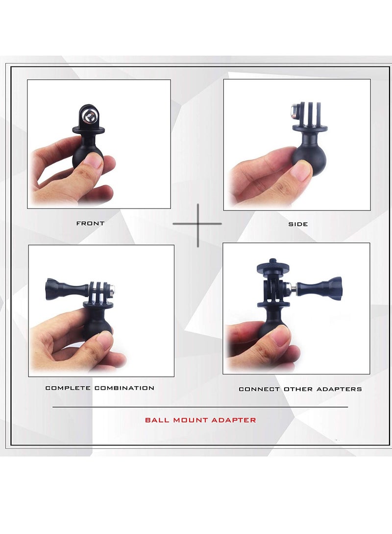 Y&D Ball Mount Adapter for Gopro Hero Series/Yi/Coyote/AKASO/SJCAM Sports Camera Compatible with RAM Mounts Rotating Head Metal Screws - Image 3
