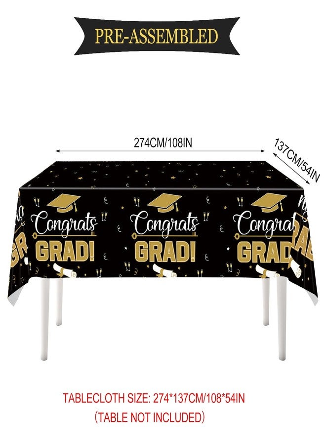 PTFNY Graduation Decorations 2026 Congrats Grad Banner Graduation Tablecloth Hanging Swirls Honeycomb Centerpieces Cupcake Toppers 2026 Graduation Party Supplies for High School College Black Gold - Image 5
