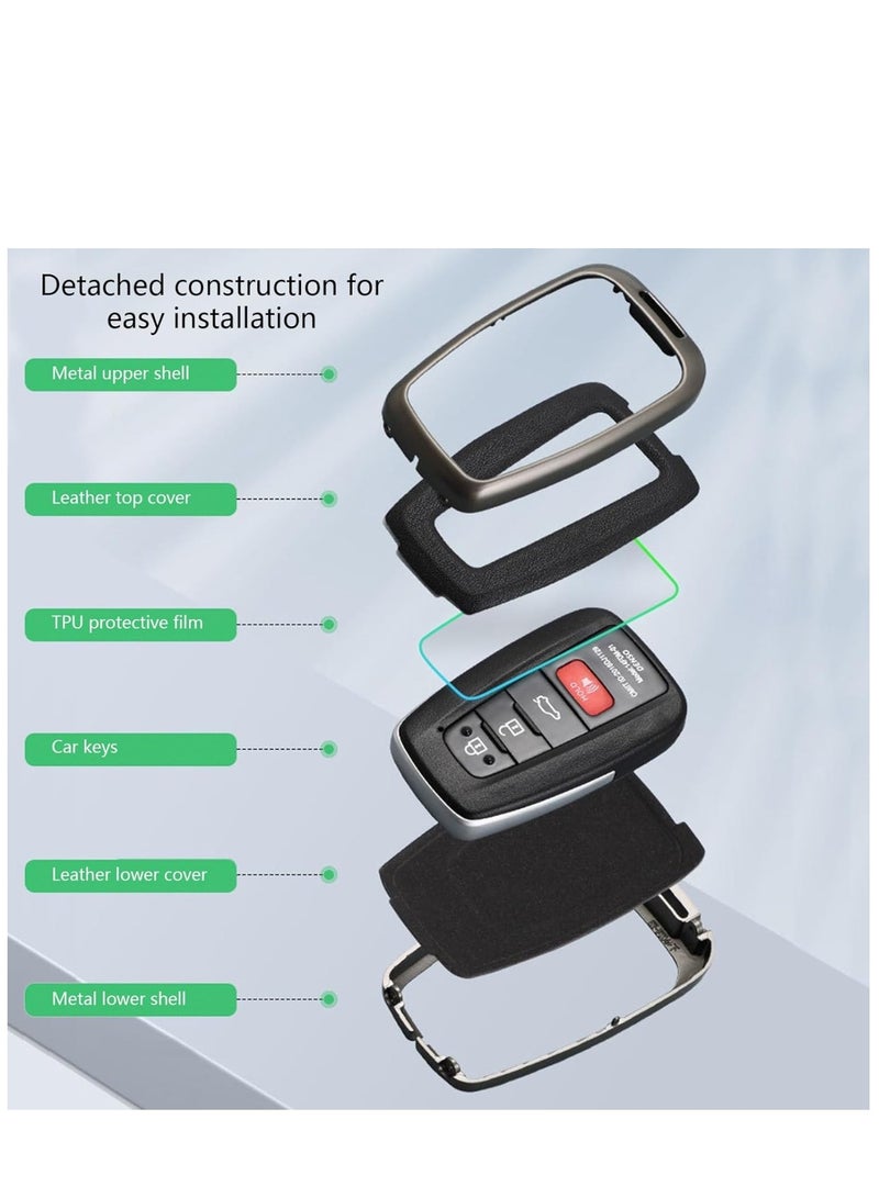Key Cover Set with Keychain and Shell Compatible with Toyota Corolla Prado Highlander Camry and Crown - Image 4