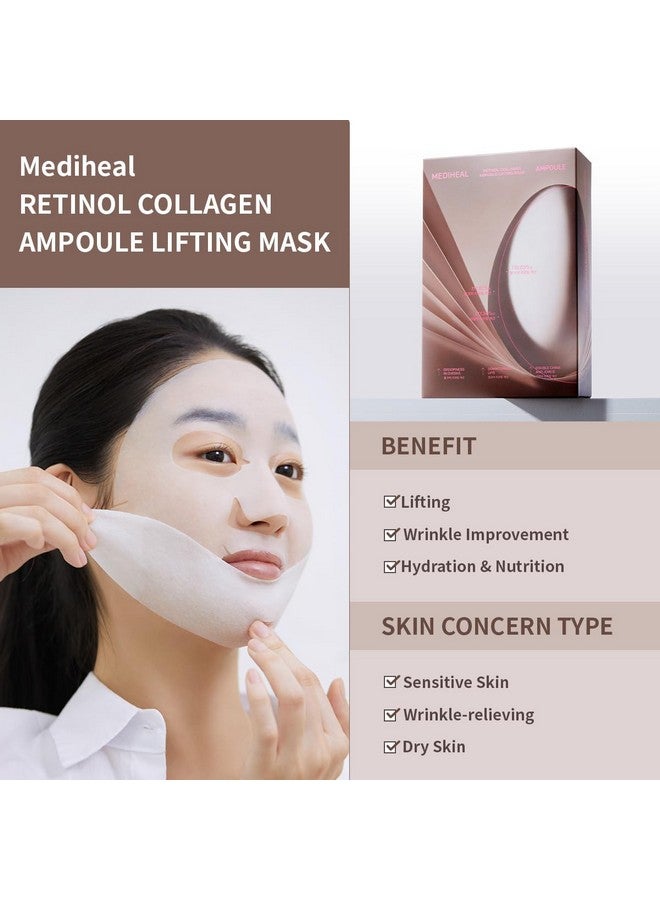 MEDIHEAL Retinol Collagen Ampoule Lifting Mask (4 Counts) For Antiaging Helps Reduce Fine Lines & Wrinkles And Smoothens Skin - Image 4