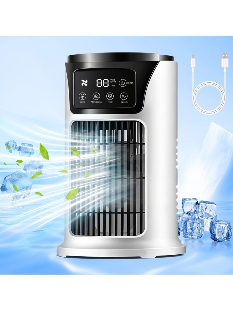 ANYOUI Multifunctional air cooler Portable air conditioner 6 wind speeds Fast cooling Ultra-quiet With timer function and night light design White  - Image 1