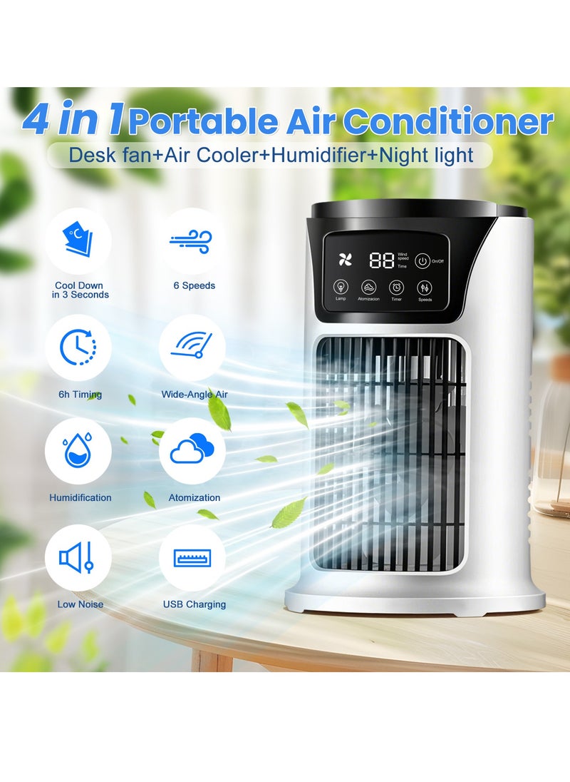 ANYOUI Multifunctional air cooler Portable air conditioner 6 wind speeds Fast cooling Ultra-quiet With timer function and night light design White  - Image 2