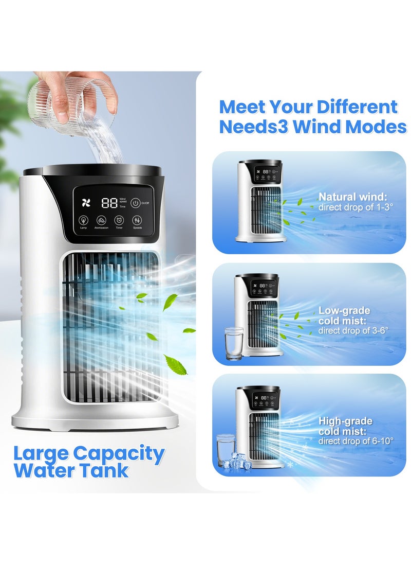 ANYOUI Multifunctional air cooler Portable air conditioner 6 wind speeds Fast cooling Ultra-quiet With timer function and night light design White  - Image 3