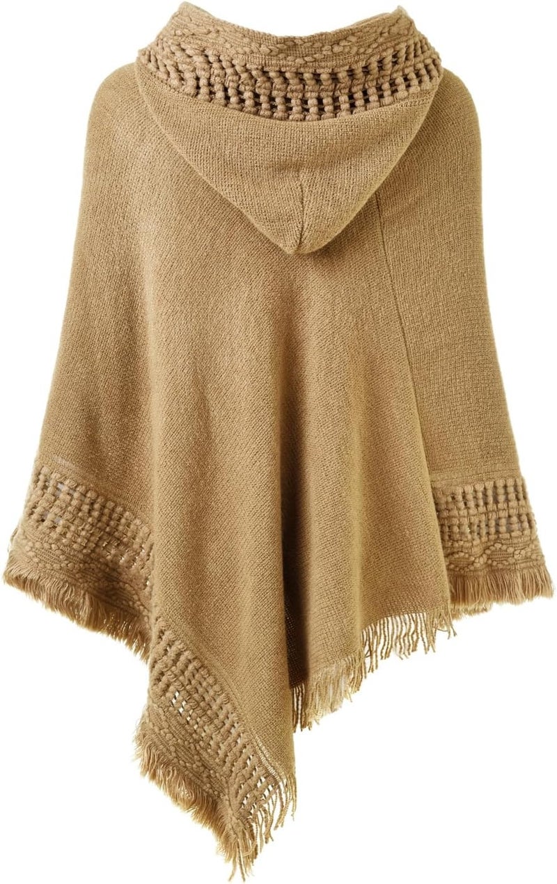 Ferand Ladies' Hooded Cape with Fringed Hem, Crochet Poncho Knitting Patterns for Women - Image 2