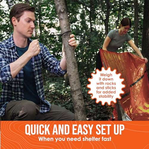 Go Time Gear Emergency Camping Tent - 2 Person, Orange, Pack of 2 - Lightweight Waterproof Survival Shelter for Camping, Backpacking & Hiking Gear - Includes 120 dB Whistle & Paracord - Image 5
