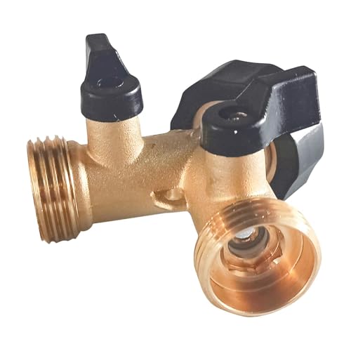 Hourleey Brass Garden Hose Splitter 2 Way, 3/4 Inch Hose Connector Tap Splitter, Hose Y Splitter, Hose Spigot Adapter 2 Valves with Extra Rubber Washers (1) - Image 5