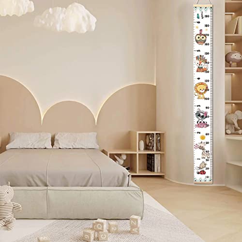 LoveNite Baby Growth Chart, Height Wall Chart for Kids, 79 x 7.9in Wooden Frame Canvas Measurement Hanging Ruler for Child’s Room Decoration (Animal) - Image 3