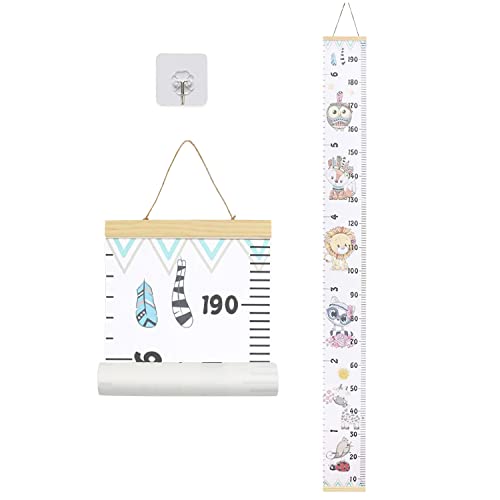 LoveNite Baby Growth Chart, Height Wall Chart for Kids, 79 x 7.9in Wooden Frame Canvas Measurement Hanging Ruler for Child’s Room Decoration (Animal) - Image 1