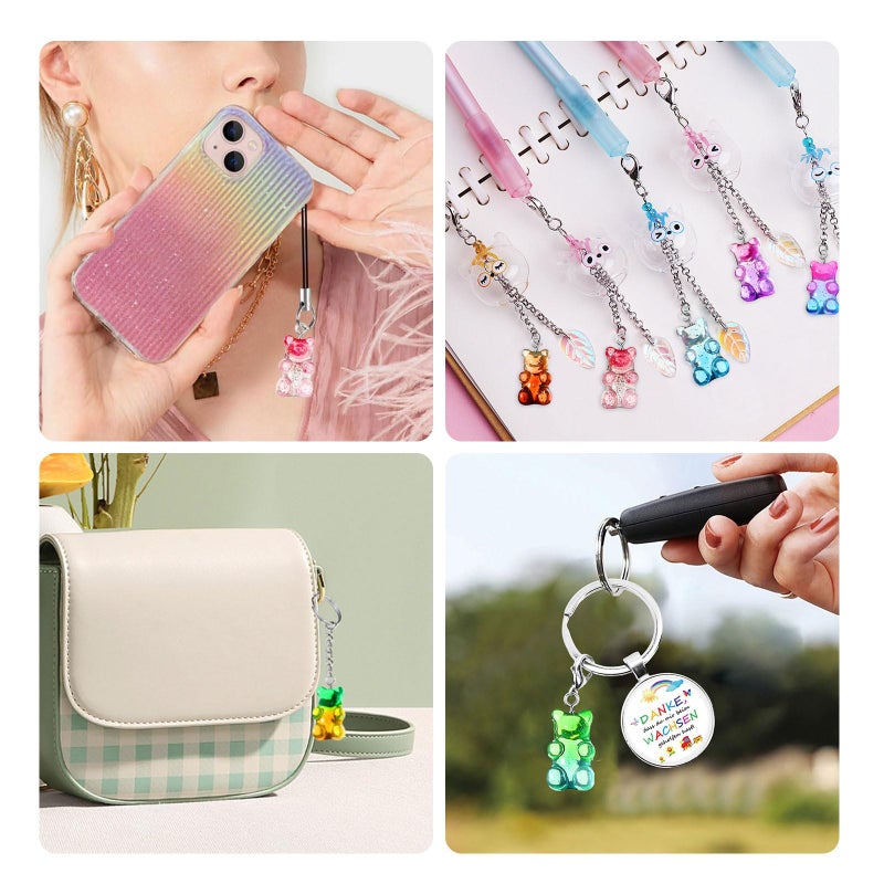 Linkstyle 152PCS 3D Gummy Bear Charms, 19 Colors Gradient Bear Earring Bracelet Nacklace Pendants, Resin Beads Shaped Clay Pendants for DIY Jewelry Making Keychains Crafting Gifts - Image 3