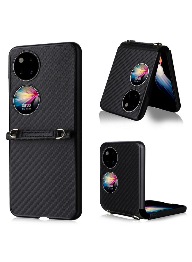 S-TOP Case For Huawei P50 Pocket Carbon Fiber Texture PU + TPU Phone Case - Image 1
