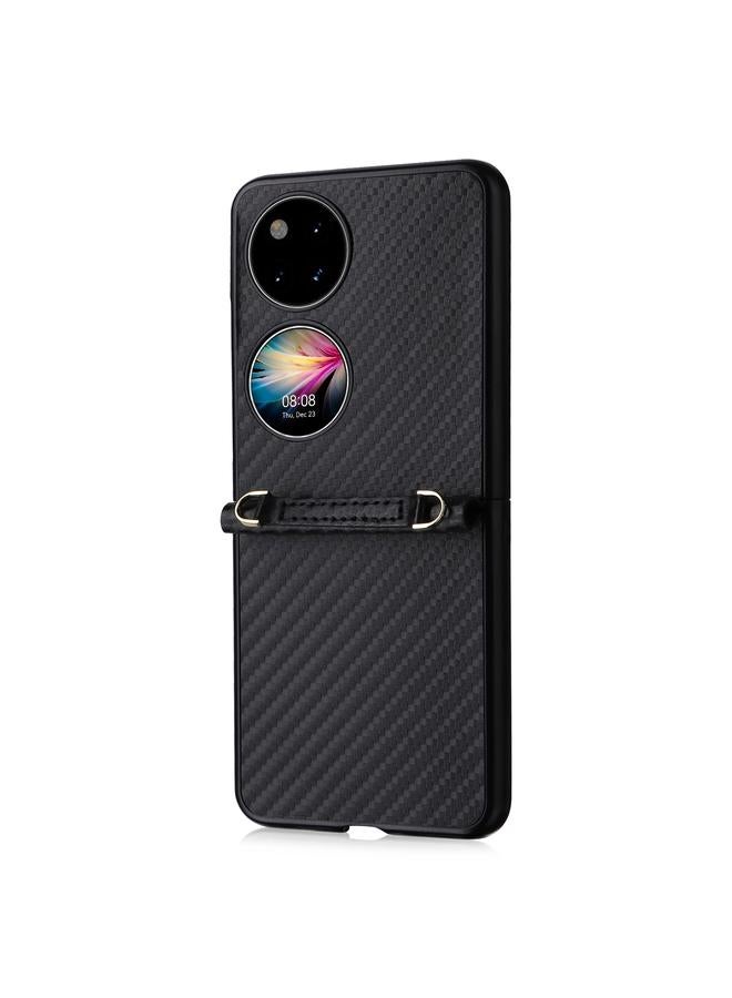 S-TOP Case For Huawei P50 Pocket Carbon Fiber Texture PU + TPU Phone Case - Image 2