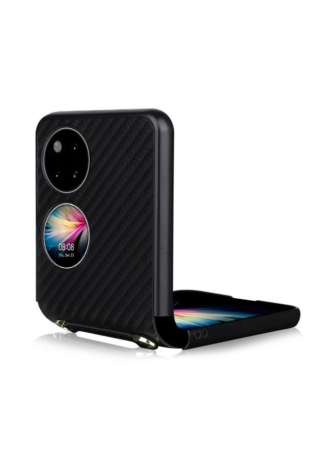 S-TOP Case For Huawei P50 Pocket Carbon Fiber Texture PU + TPU Phone Case - Image 5