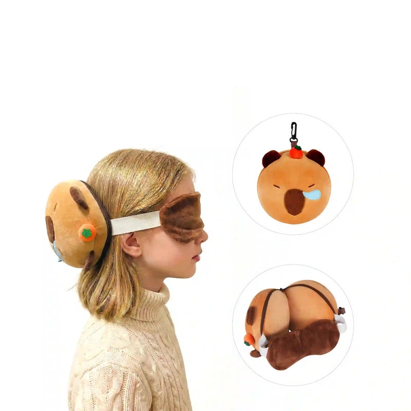VEA Kids Bear Pillow with Eye Mask (Brown) - Image 2