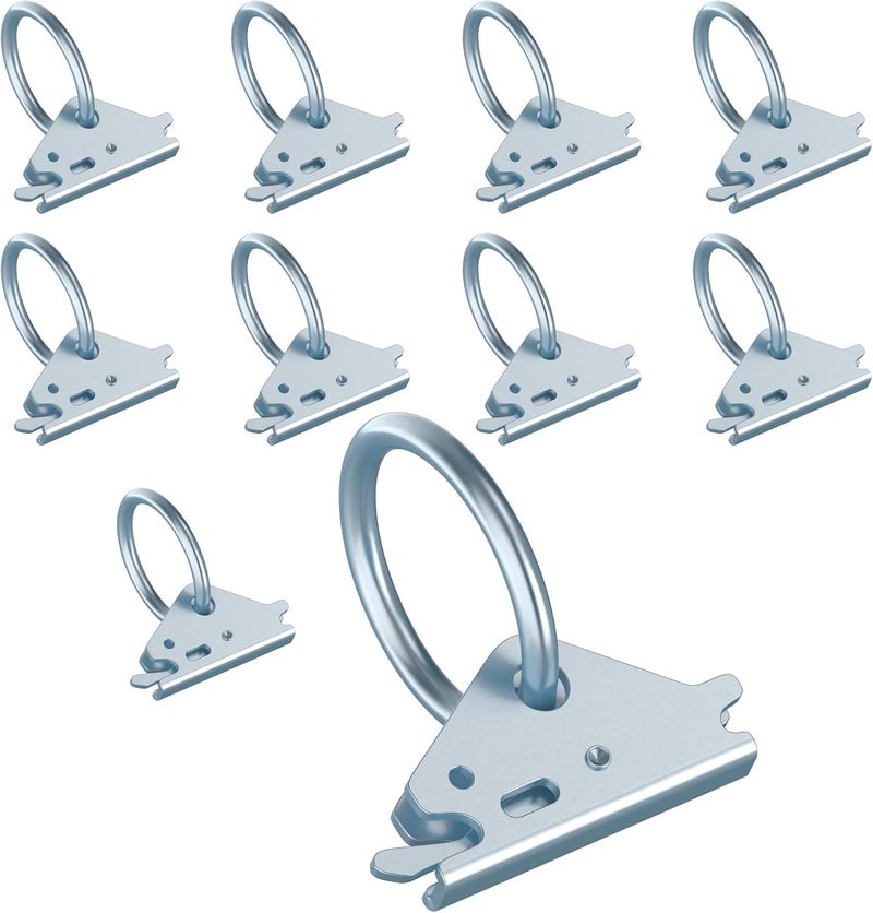 Eapele 10pcs Steel E-Track O Ring Tie-Down Anchors, Secure Cargo in Enclosed/Flatbed Trailers, Trucks, Load Limit of 1500lb(Silver) - Image 1