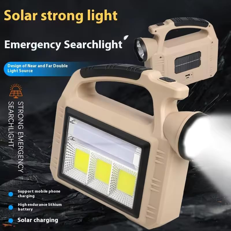 LEVGRY Outdoor Super Bright Portable Solar Hand Lamp COB Work Dual Source Camping Hiking Torch Bright Light Torch Rechargeable Camping Flashlight Solar Light - Image 5