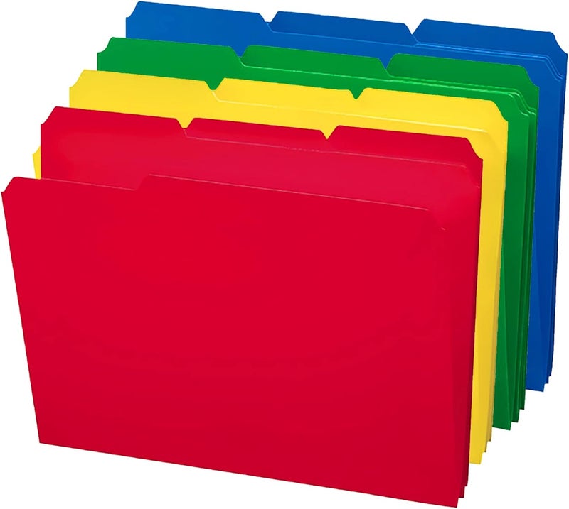 Smead Poly File Folder, 1/3-Cut Tab, Letter Size, Assorted Colors, 24 per Box - Image 1