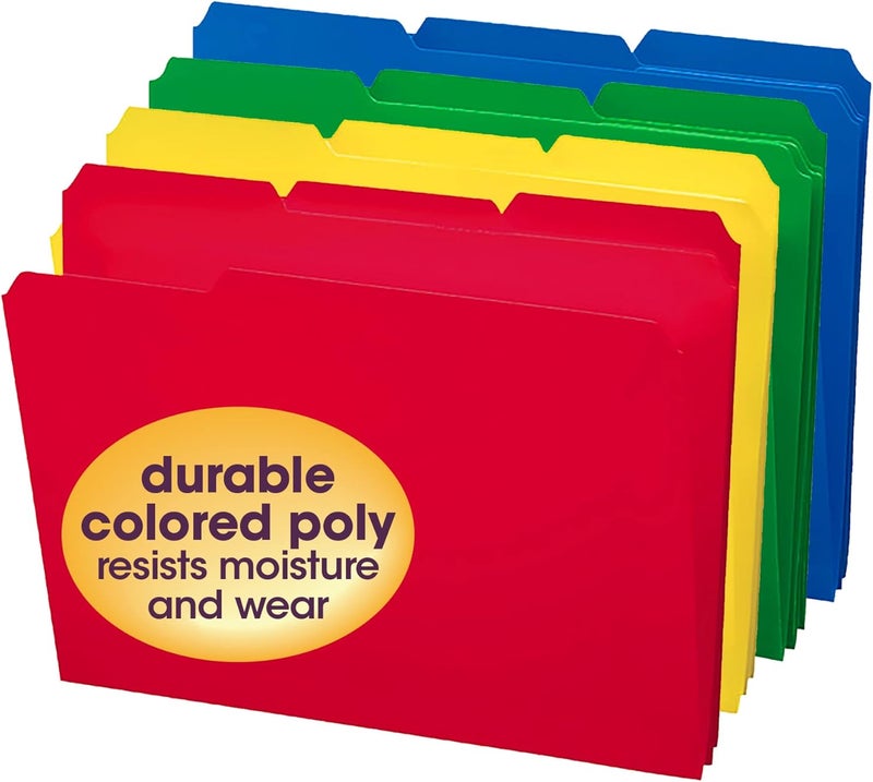 Smead Poly File Folder, 1/3-Cut Tab, Letter Size, Assorted Colors, 24 per Box - Image 5