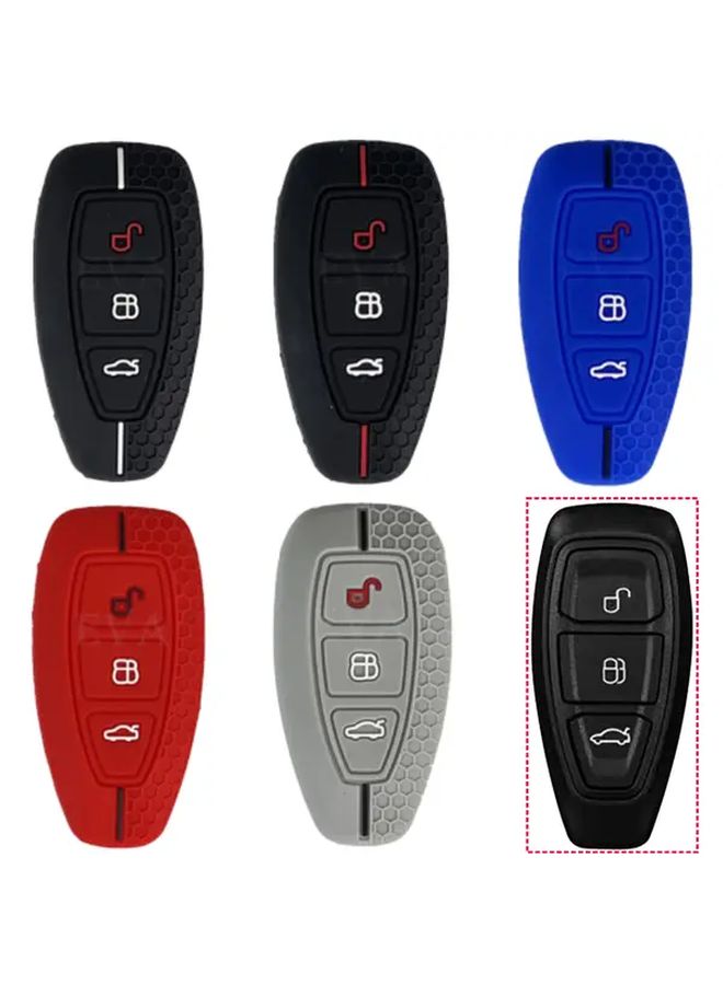 Blue Black Line 3 Button Silicone Key Case Cover For Ford Keys Protection Shell Holder - Image 1