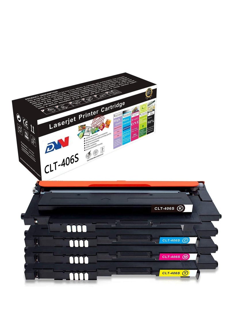 دي دبليو خرطوشة حبر متوافقة بديلة لخرطوشة الحبر المتوافقة لـ Samsung 406s CLT-K406S CLT-K406S C406S 406S 406S Y406S تعمل مع Samsung CLX-3300 CLX-3305 CLX-3305 CLX-3305FW CLX-3305FW CLX-3305FN CLP-360 CLP-360 CLP-365 CLP-365 CLP-365W SL-C410W SL-C460FW (4-PACK)  - Image 1