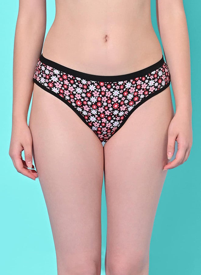 FIMS Women Pack Of 3 Floral Printed Mid-Rise Hipster Briefs - Image 3