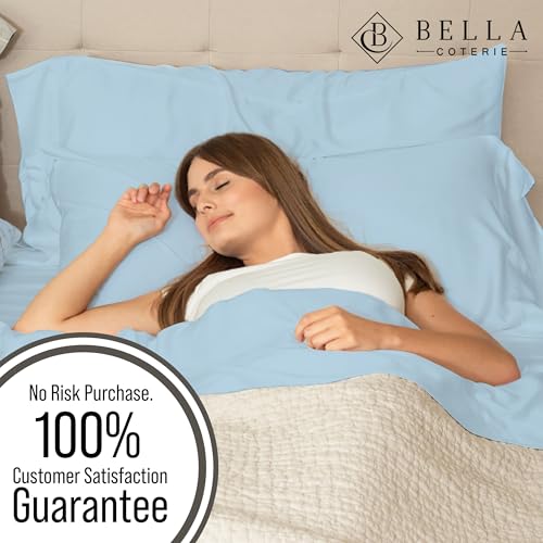 BC BELLA COTERIE Bella Coterie Luxury Bamboo Viscose King Size Sheet Set | 100% Organically Grown | Ultra Soft | Cooling for Hot Sleepers | 18" Deep Pocket [Coastal Blue] - Image 5