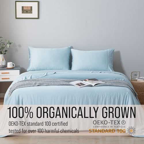 BC BELLA COTERIE Bella Coterie Luxury Bamboo Viscose King Size Sheet Set | 100% Organically Grown | Ultra Soft | Cooling for Hot Sleepers | 18" Deep Pocket [Coastal Blue] - Image 4