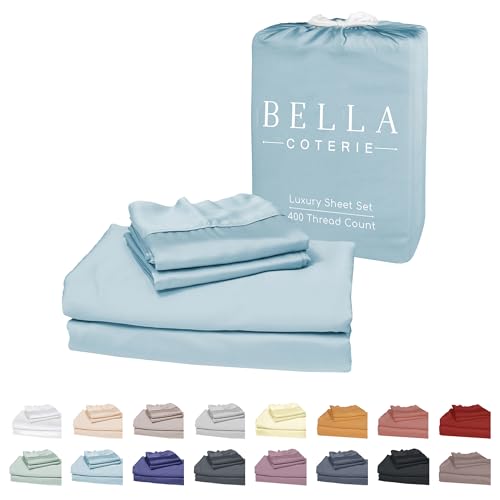 BC BELLA COTERIE Bella Coterie Luxury Bamboo Viscose King Size Sheet Set | 100% Organically Grown | Ultra Soft | Cooling for Hot Sleepers | 18" Deep Pocket [Coastal Blue] - Image 1
