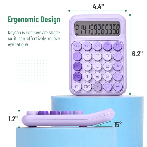 Mr. Pen- Mechanical Switch Calculator, 12 Digits, Large LCD Display, Purple Calculator Big Buttons - Image 2