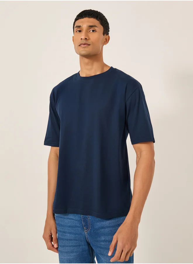 ستايلي Slogan Print Oversized Round Neck T-Shirt