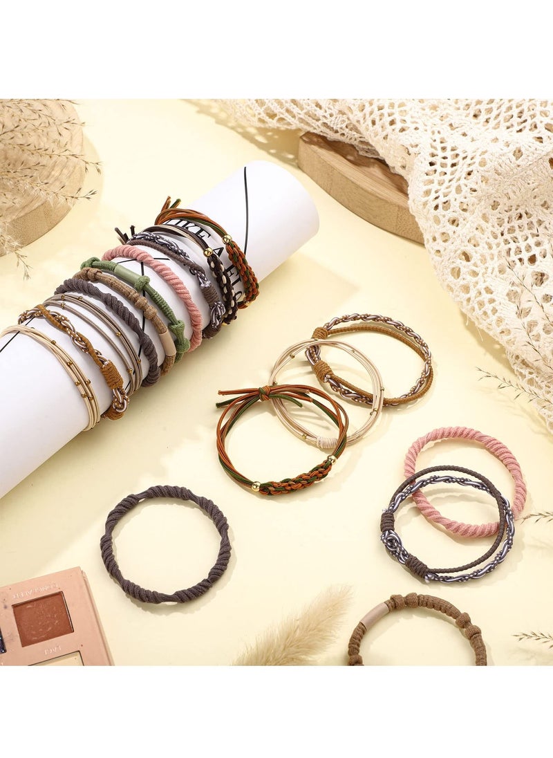 Excefore - Boho Hair Ties for Women, 40 PCS Hair Tie Bracelets, 10 Styles No Damage Elastic Hair Ties Bracelets, Cute Hair Holders Soft Hair Bands for Thick Hair, Pony Tails, Curly Hair, Thin Long Hair - Image 1