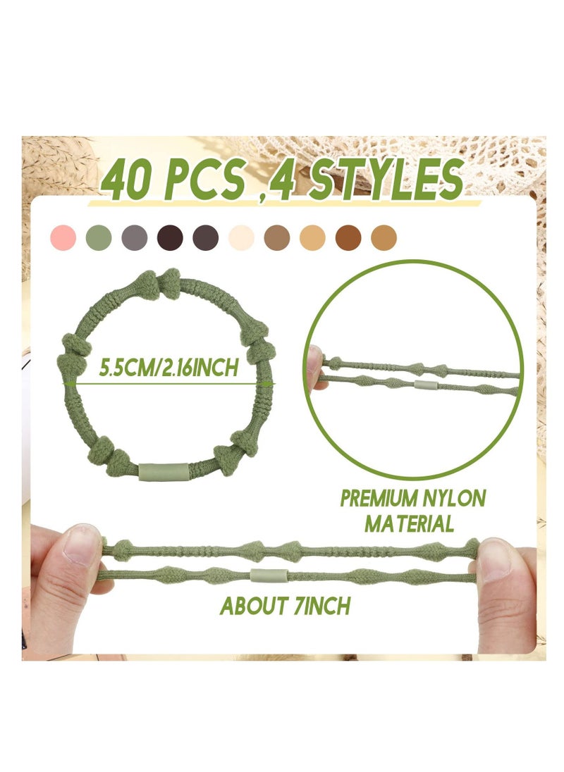 Excefore - Boho Hair Ties for Women, 40 PCS Hair Tie Bracelets, 10 Styles No Damage Elastic Hair Ties Bracelets, Cute Hair Holders Soft Hair Bands for Thick Hair, Pony Tails, Curly Hair, Thin Long Hair - Image 1
