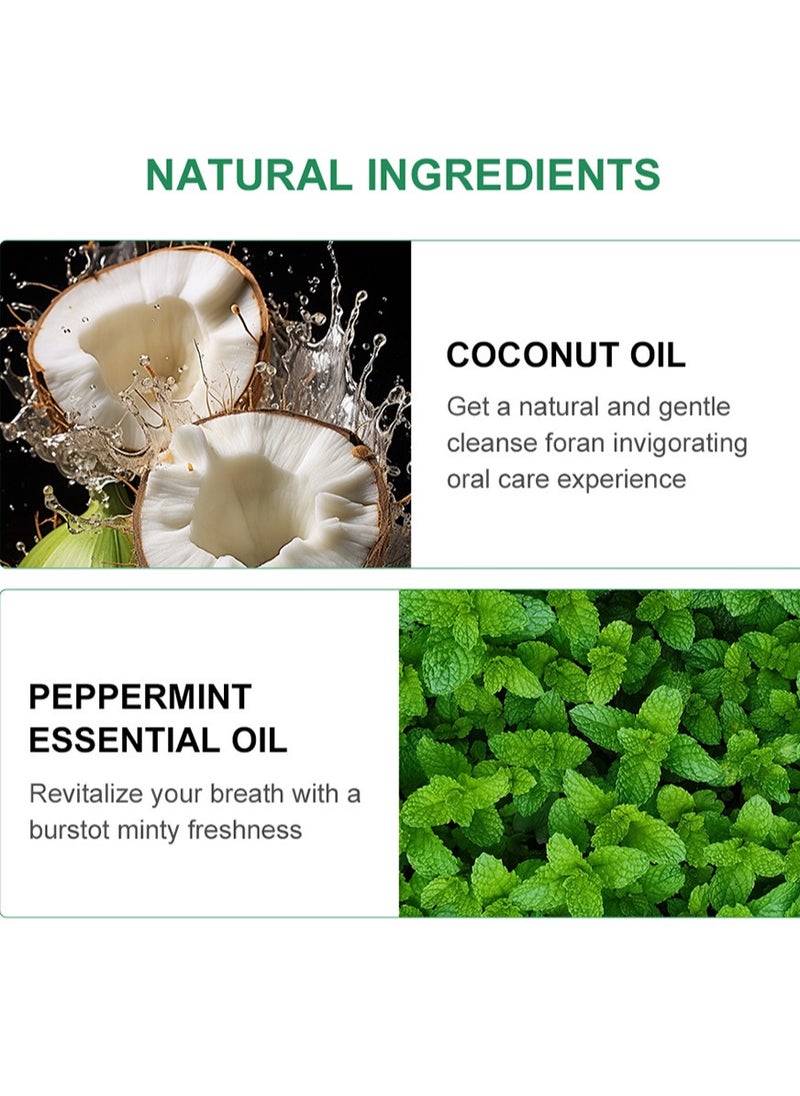 lakerain - Coconut & Mint Oil Pulling Mouthwash - 60ml Bad Breath Treatment for Adults. Remove Dry & Bad Mouth Smell, Ultra - Portable Fresh Breath Oil Serum - Image 1