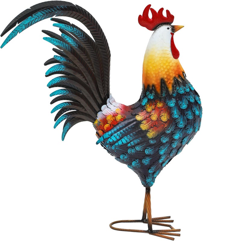 Ultym 32in Metal Rooster Decor, Outdoor Garden Statues, Metal Chicken Sculpture for Backyard Patio Garden Kitchen DÃ©cor - Image 2