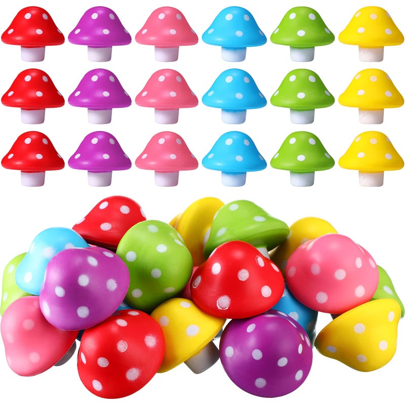 Jerify 36 Pcs Mini Mushroom Stress Balls Toys Mushroom Party Favors Gifts 157 Inch PU Foam Stretchy Stress Relief Fidget Toys Bulk for Adults Anxiety Relaxing Multi Colors - Image 3