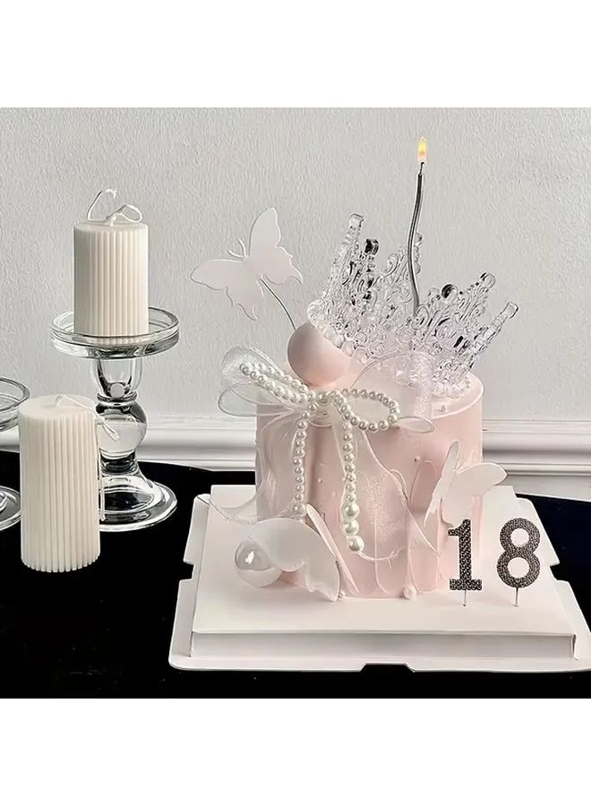 12Pcs Plastic Butterfly Crown Cake Topper Set For Birthday Celebration - Image 5