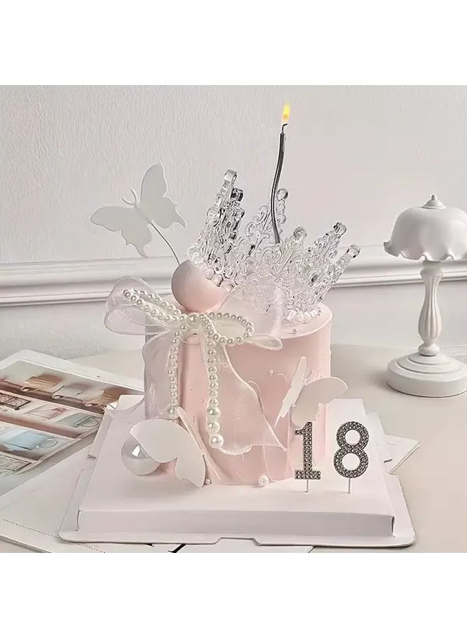 12Pcs Plastic Butterfly Crown Cake Topper Set For Birthday Celebration - Image 2