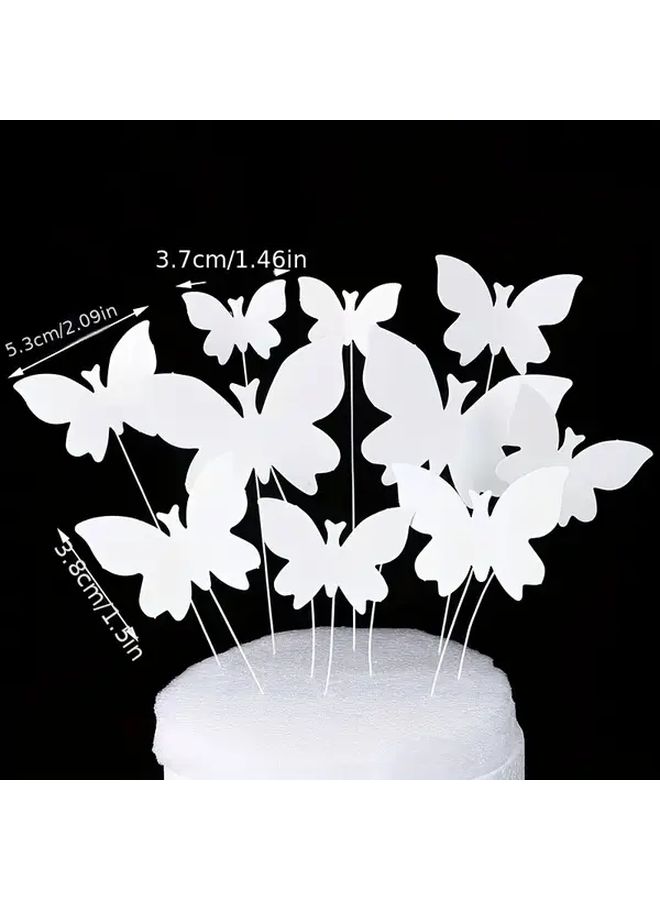 12Pcs Plastic Butterfly Crown Cake Topper Set For Birthday Celebration - Image 3